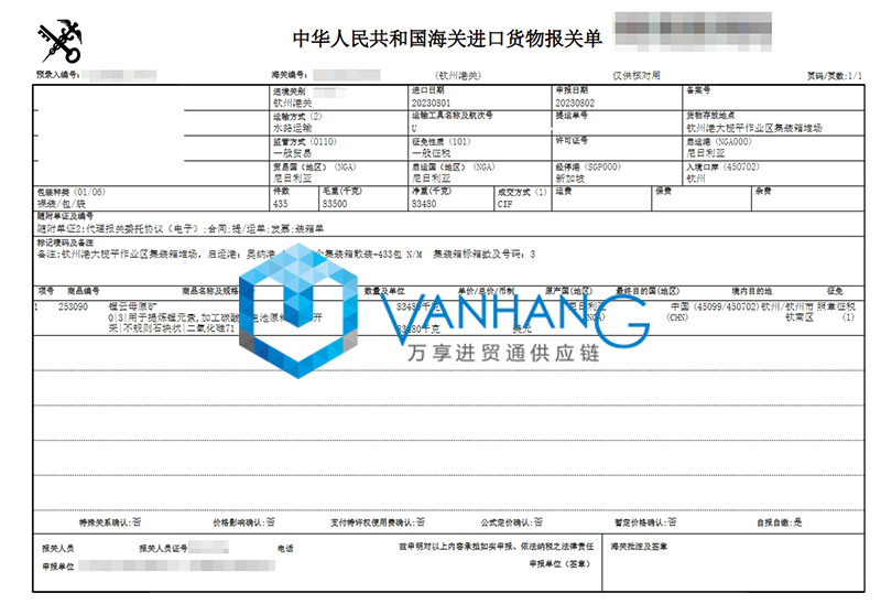 進(jìn)口尼日利亞鋰云母清關(guān)流程